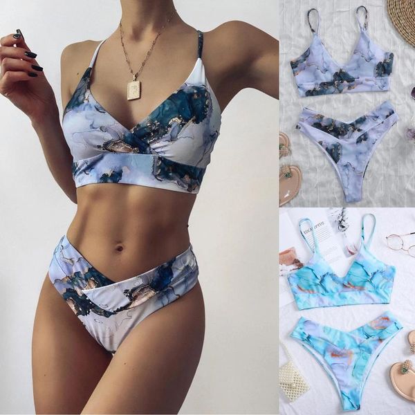 women's swimwear bikinis women marble swimsuit high waist bathing suit sling print two piece split beachwear ladies bikiniswomen's, White;black
women's swimwear bikinis women marble swimsuit high waist bathing suit sling print two piece split beachwear ladies bikiniswomen's, White;black
