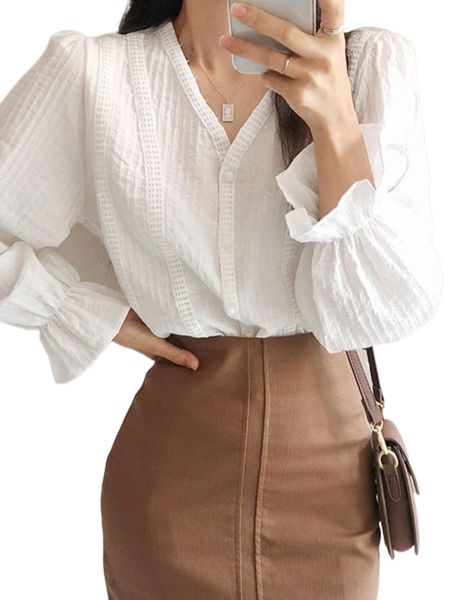 dazy flounce sleeve button front blouse r3ct#, White
dazy flounce sleeve button front blouse r3ct#, White