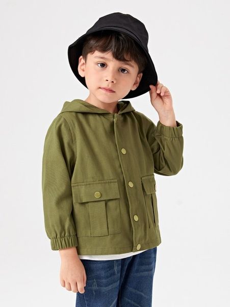 toddler boys dual flap pocket hooded coat she, Blue;gray