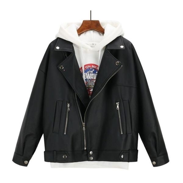 arrival ladies solid spring autumn leather jacket women oversized korean style pu jacket female faux chic coat outwear black 201224
arrival ladies solid spring autumn leather jacket women oversized korean style pu jacket female faux chic coat outwear black 201224