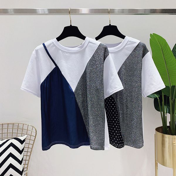 patckwork loose causal simple short sleeve basic fashon 2022 summer new short sleeve women t-shirts 220613, White
patckwork loose causal simple short sleeve basic fashon 2022 summer new short sleeve women t-shirts 220613, White