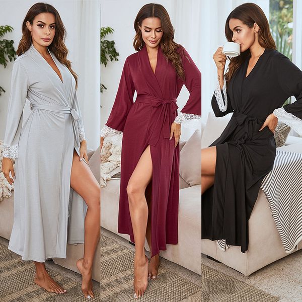 women's sleepwear knitted nightgown autumn and winter robe lace pajamas with household clothes
women's sleepwear knitted nightgown autumn and winter robe lace pajamas with household clothes
