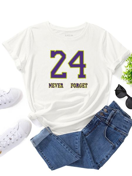 letter graphic round neck tee u8yv#, White