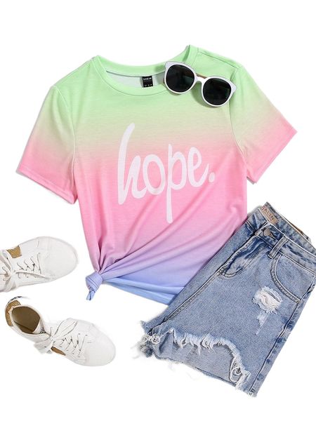 plus letter graphic ombre tee u0mz#, Black