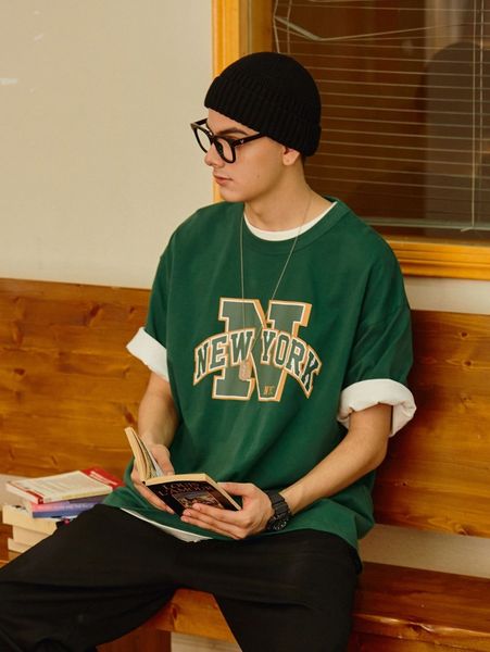men letter graphic drop shoulder tee a5ax#, White;black
