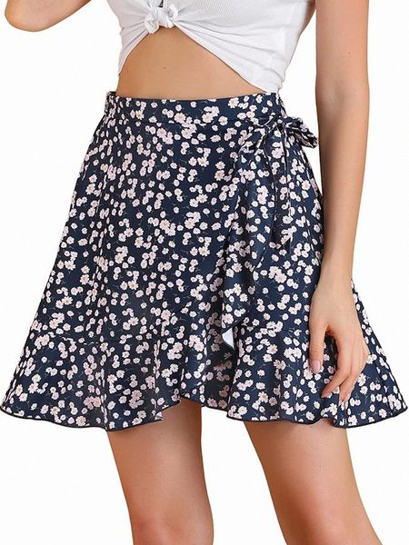 k women's floral print ruffle hem tie elastic waist a-line mini skirts g9io#, Black;gray
k women's floral print ruffle hem tie elastic waist a-line mini skirts g9io#, Black;gray