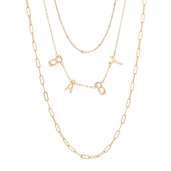 fashion designers accessories europen and american cross border ornament fashion simple baby letter multi-layer necklace cold style temperam, Silver
fashion designers accessories europen and american cross border ornament fashion simple baby letter multi-layer necklace cold style temperam, Silver