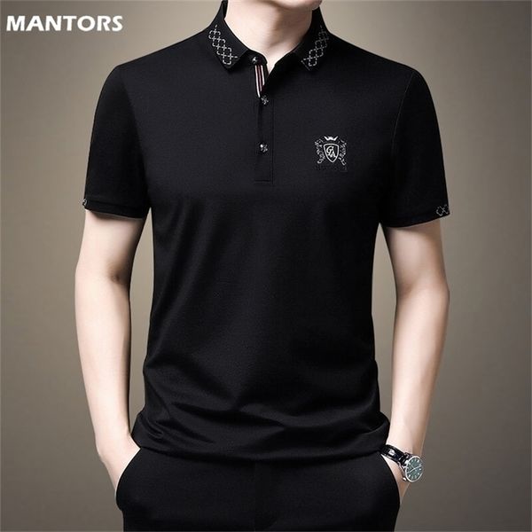 business embroidered summer short sleeve t turn down collar slim fit polo shirt for men casual clothes 220714, White;black
business embroidered summer short sleeve t turn down collar slim fit polo shirt for men casual clothes 220714, White;black