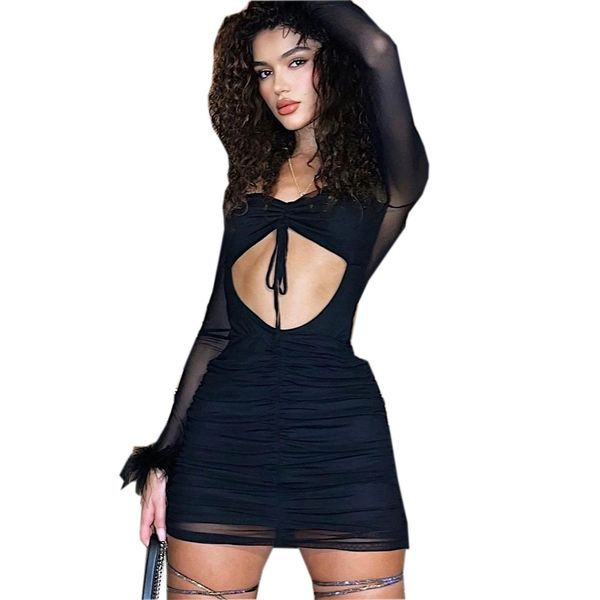 casual dresses women hollow out bodycon mini dress mesh long sleeve pleated slim fit low-cut 2022 fall ladies party costume, Black;gray
casual dresses women hollow out bodycon mini dress mesh long sleeve pleated slim fit low-cut 2022 fall ladies party costume, Black;gray