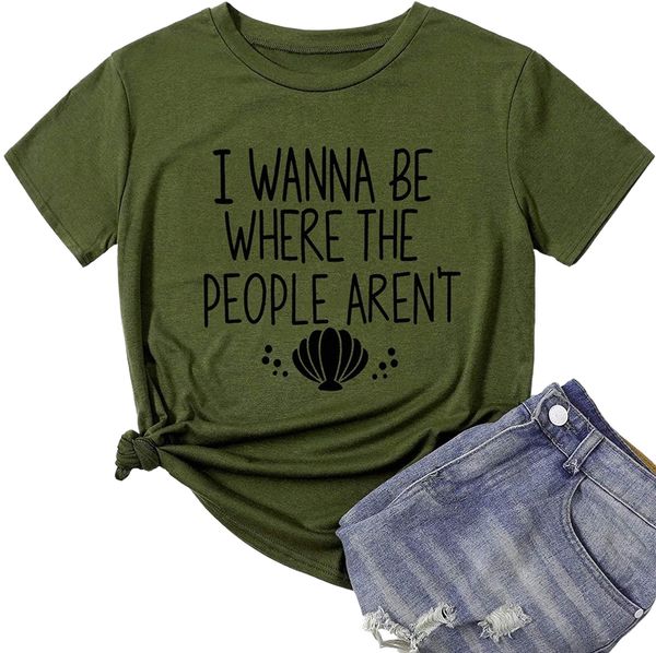 wanna be where the people aren't t-shirt for women vacation casual short sleeve funny cute graphic tee 98rw#, White
wanna be where the people aren't t-shirt for women vacation casual short sleeve funny cute graphic tee 98rw#, White