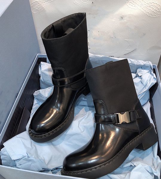 2021 women's ankle boots winter belt buckle designer fashion re-nylon brushed leather boots boots with box no333, Black
2021 women's ankle boots winter belt buckle designer fashion re-nylon brushed leather boots boots with box no333, Black