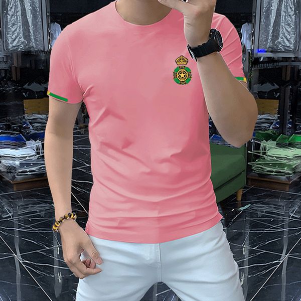 embroidered men's short sleeve t-shirt fashion brand round neck elastic thread cuffs comfortable breathable pink high-quality man cloth, White;black
embroidered men's short sleeve t-shirt fashion brand round neck elastic thread cuffs comfortable breathable pink high-quality man cloth, White;black