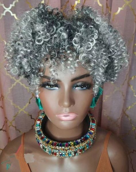 tapered short cut human afro kinky curly wig with bangs salt pepper grey non lace wig 8inch 130% diva2, Black;brown
tapered short cut human afro kinky curly wig with bangs salt pepper grey non lace wig 8inch 130% diva2, Black;brown