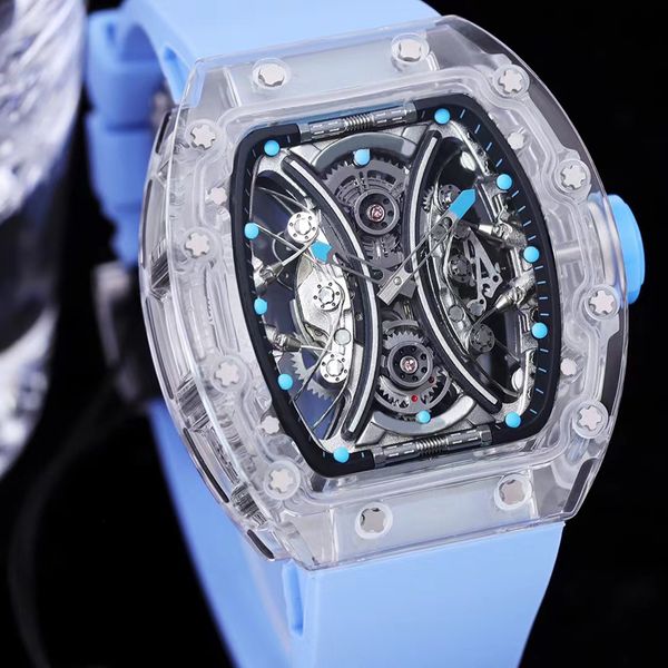 3 types new version skeleton men watches blue rubber strap transparent case automatic eta movement watch sapphire all function works, Slivery;brown
3 types new version skeleton men watches blue rubber strap transparent case automatic eta movement watch sapphire all function works, Slivery;brown