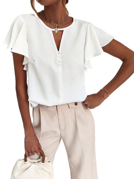 cut out b.utterfly s.leeve b.louse u3ht#, White
cut out b.utterfly s.leeve b.louse u3ht#, White