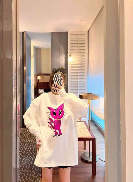 women's t-shirt design shirt sleeve t-shirt women's 2022 spring and summer fashion cat print stitching loose large round neck tren, White
women's t-shirt design shirt sleeve t-shirt women's 2022 spring and summer fashion cat print stitching loose large round neck tren, White
