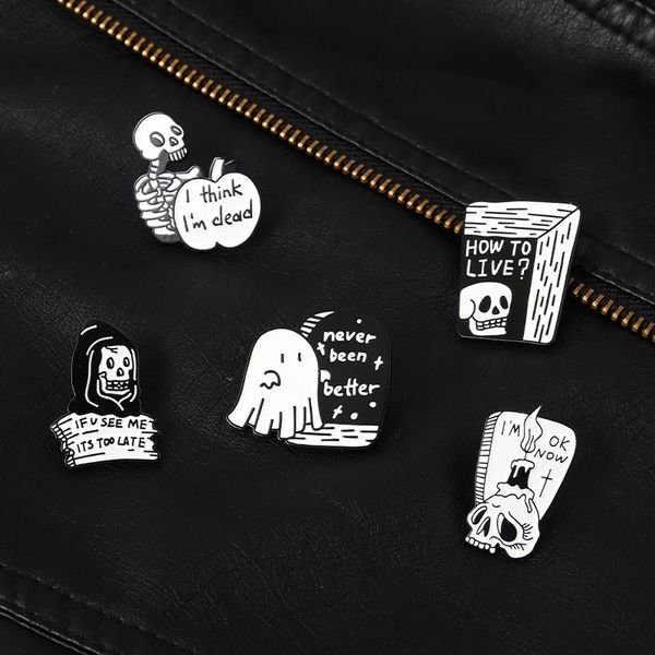 european skull ghost series brooch book apple letters skeleton corsage badges cowboy sweater clothes lapel pins halloween bag hat brooches, Gray
european skull ghost series brooch book apple letters skeleton corsage badges cowboy sweater clothes lapel pins halloween bag hat brooches, Gray