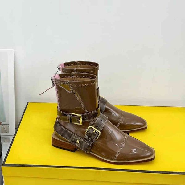 boots brown stretchy neoprene flats ankle boots patent leather back zip buckle shoes rounded toe low heel booties luxury designers shoe for, Black
boots brown stretchy neoprene flats ankle boots patent leather back zip buckle shoes rounded toe low heel booties luxury designers shoe for, Black