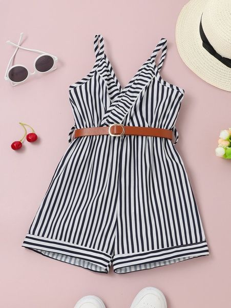 toddler girls striped print belted cami romper she, Blue
toddler girls striped print belted cami romper she, Blue