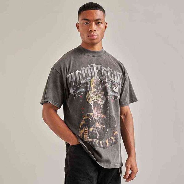as good dead t-shirt python print washed and worn high street high-quality men women cotton short-sleeve t-shirt, White;black
as good dead t-shirt python print washed and worn high street high-quality men women cotton short-sleeve t-shirt, White;black