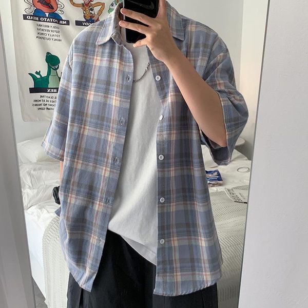 men's casual shirts plaid short sleeve men summer vintage all-match students hip-hop harajuku daily outwear korean style ins loose, White;black
men's casual shirts plaid short sleeve men summer vintage all-match students hip-hop harajuku daily outwear korean style ins loose, White;black