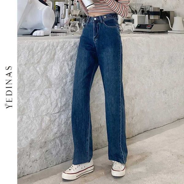 yedinas jeans woman high waist wide leg female pants straight loose blue mom baggy boyfriend jean women trousers 210527
yedinas jeans woman high waist wide leg female pants straight loose blue mom baggy boyfriend jean women trousers 210527