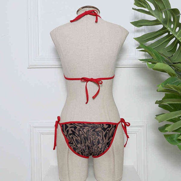 2022 fashion letter split triangle bag women's swimming suit lace, White;black