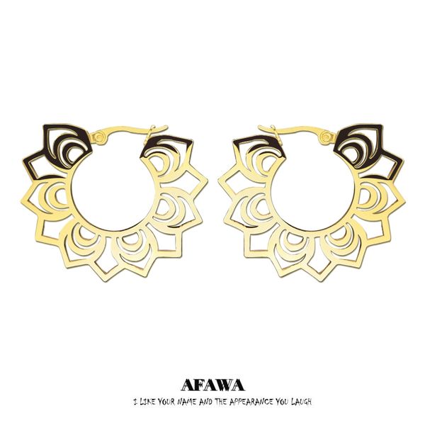 stainless steel big lotus flower circle earrings for women gold cold india round jewelry pendiente aro e9343s01 220718, Golden;silver
stainless steel big lotus flower circle earrings for women gold cold india round jewelry pendiente aro e9343s01 220718, Golden;silver