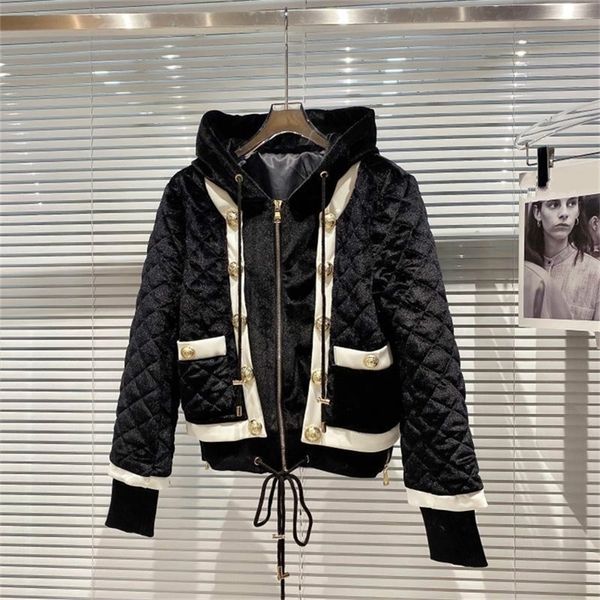 deat autumn winter women fashion long sleeve hooded gold button decoration argyle pattern velvet casual jacket rc564 201210, Black;brown
deat autumn winter women fashion long sleeve hooded gold button decoration argyle pattern velvet casual jacket rc564 201210, Black;brown