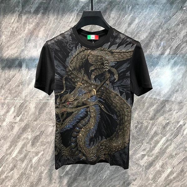 t-shirts men's high-end 3d heavy industry printing short sleeve chic t-shirt chinese luxurious design summer domineering longteng wear, White;black
t-shirts men's high-end 3d heavy industry printing short sleeve chic t-shirt chinese luxurious design summer domineering longteng wear, White;black