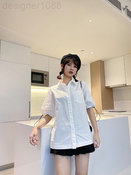 women's blouses & shirts designer p home 22 spring and summer new pocket triangular label drawstring lantern sleeve shirt small lapel d, White
women's blouses & shirts designer p home 22 spring and summer new pocket triangular label drawstring lantern sleeve shirt small lapel d, White