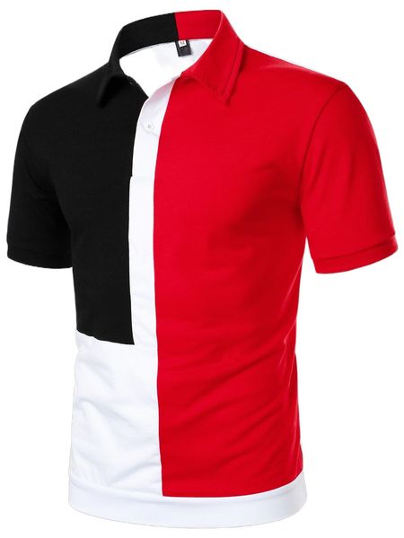 men color block polo shirt h8aq#, White;black 
men color block polo shirt h8aq#, White;black