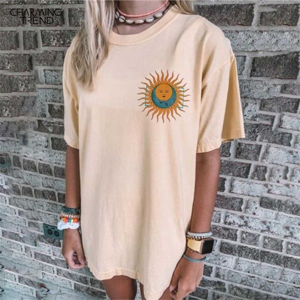women casual fashion t-shirt sun moon print loose o-neck short sleeve oversized female retro long tshirt summer tees 210702, White
women casual fashion t-shirt sun moon print loose o-neck short sleeve oversized female retro long tshirt summer tees 210702, White