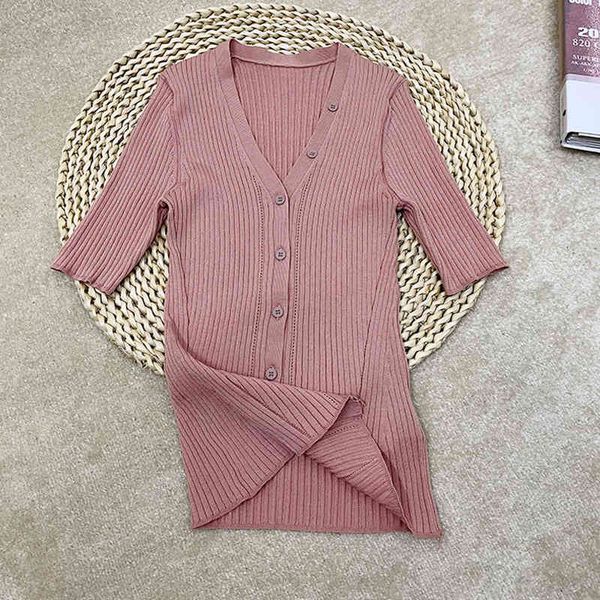women's knits & tees xiaohe spring and summer v-neck slim knit cardigan short sleeve blouse women, White
women's knits & tees xiaohe spring and summer v-neck slim knit cardigan short sleeve blouse women, White