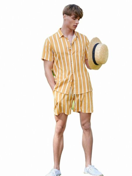 men random striped print button front shirt with drawstring waist shorts g6ig#, Gray
men random striped print button front shirt with drawstring waist shorts g6ig#, Gray