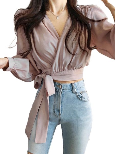 dazy solid ruched knot side wrap blouse d6iv#, White
dazy solid ruched knot side wrap blouse d6iv#, White