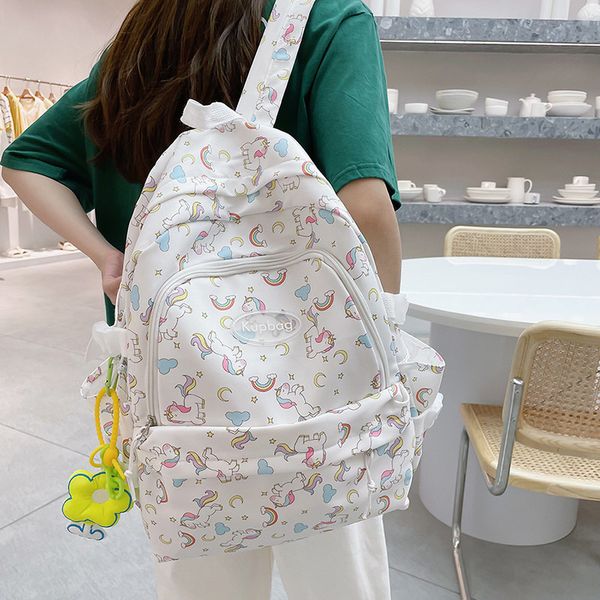 est kawaii rainbow print girls school backpack bags female waterproof nylon casual student book schoolbag bolsa mochila bagpack 220817
est kawaii rainbow print girls school backpack bags female waterproof nylon casual student book schoolbag bolsa mochila bagpack 220817