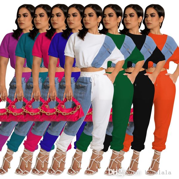 designer womens clothing summer short sleeve tracksuits new denim leisure suit fashion two piece sports set, Gray
designer womens clothing summer short sleeve tracksuits new denim leisure suit fashion two piece sports set, Gray