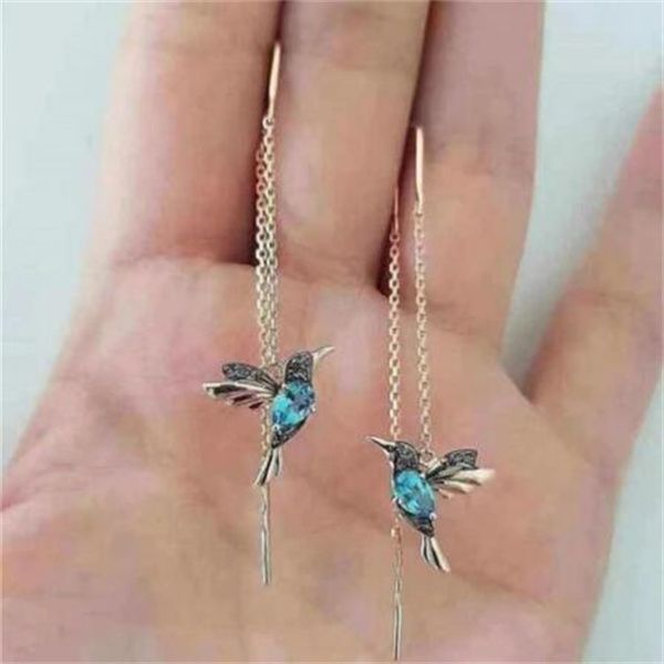 chandelier little bird drop long hanging earrings for women elegant girl tassel earring stylish jewelry personality gift gc961, Silver