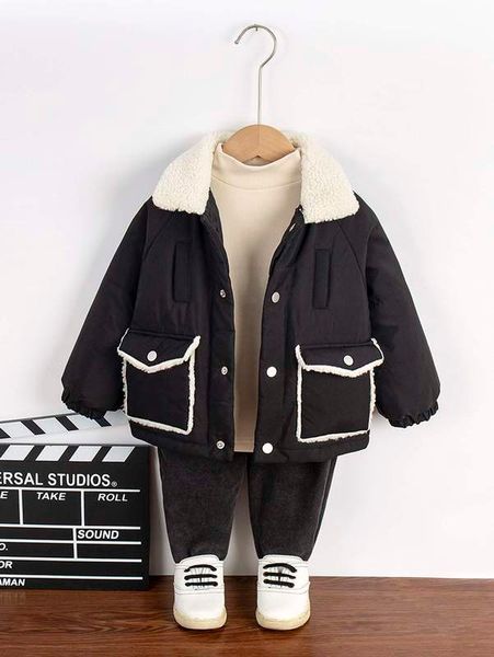 toddler boys 1pc borg collar flap pocket raglan sleeve puffer coat she, Blue;gray
toddler boys 1pc borg collar flap pocket raglan sleeve puffer coat she, Blue;gray