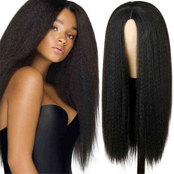 

wig women fashion yaki straight chemical fiber headgear puffy explosive wig 220816, Black