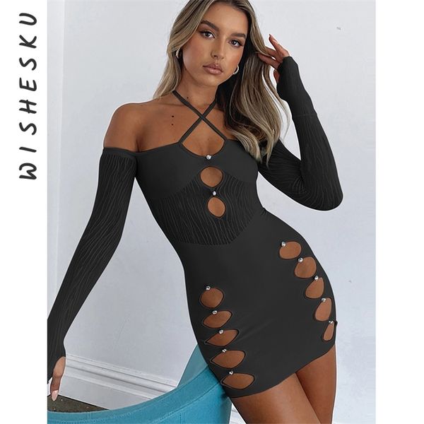 halter neck off shoulder cut out bodycon mini dress women long sleeve backless flocking goth black dresses fall winter 220507, Black;gray
halter neck off shoulder cut out bodycon mini dress women long sleeve backless flocking goth black dresses fall winter 220507, Black;gray