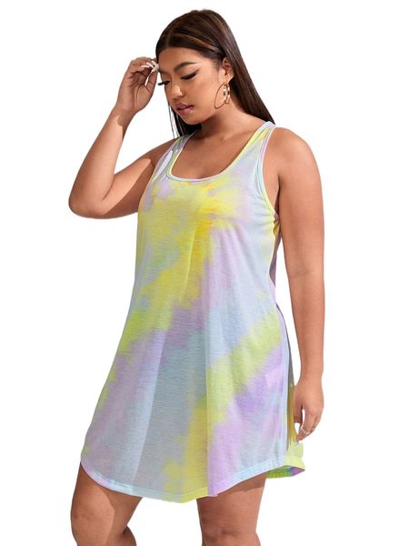plus scoop neck tie dye print dress without belt i9xw#, Black
plus scoop neck tie dye print dress without belt i9xw#, Black