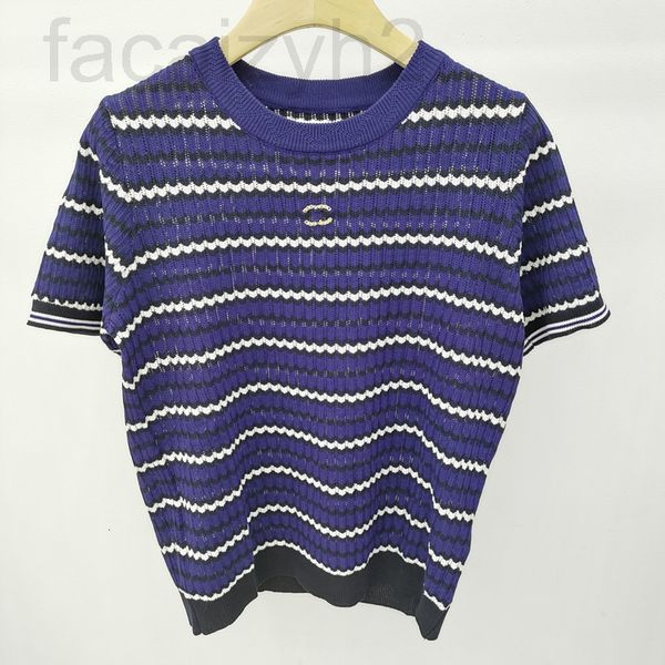 women's knits & tees designer 22 summer new style small fragrance wave stripe round neck short sleeve knitted for women x37s, White
women's knits & tees designer 22 summer new style small fragrance wave stripe round neck short sleeve knitted for women x37s, White