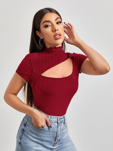 cutout detail solid tee x7kf#, White