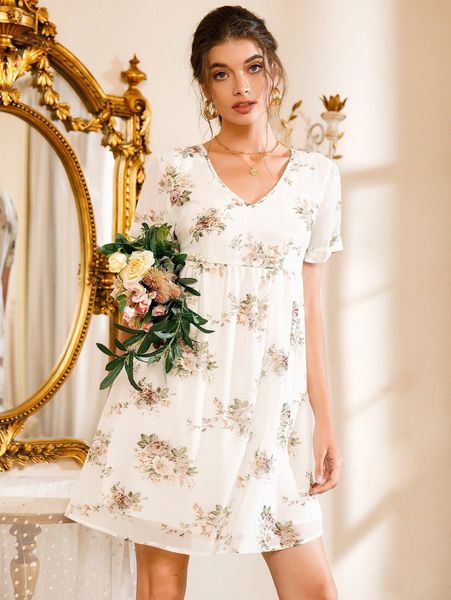 floral print v neck smock dress h8hf#, Black;gray
floral print v neck smock dress h8hf#, Black;gray