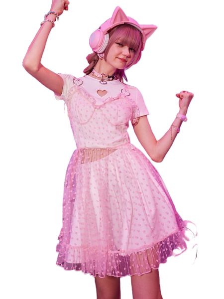 romwe anime 1pc heart pattern frill mesh heart-ring linked sheer dress a7ot#, Black;gray
romwe anime 1pc heart pattern frill mesh heart-ring linked sheer dress a7ot#, Black;gray