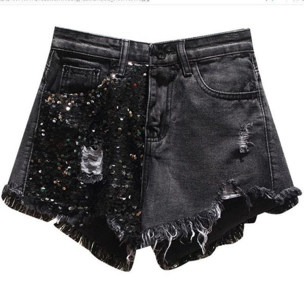 plus size 5xl summer arrival women high waist solid color denim hole sequined spliced casual loose shorts jeans y200512, White;black
plus size 5xl summer arrival women high waist solid color denim hole sequined spliced casual loose shorts jeans y200512, White;black