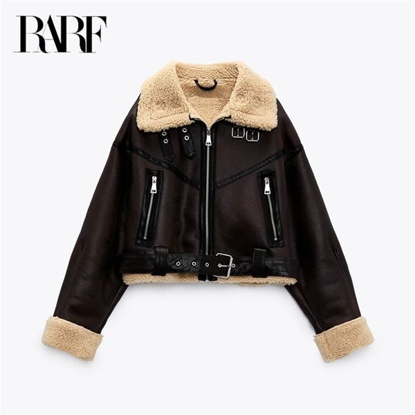 winter thick faux leather jacket women warm lamb biker coat female casual belt outwear ladies 220728, Black;brown
winter thick faux leather jacket women warm lamb biker coat female casual belt outwear ladies 220728, Black;brown