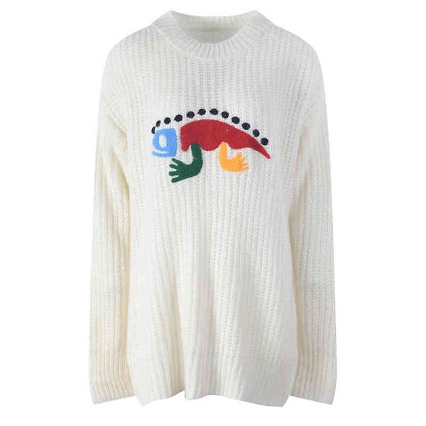 women's knits tees autumn colorful lizard embroidery lazy style loose long sleeve round neck pullover knitted sweater bo9q, White
women's knits tees autumn colorful lizard embroidery lazy style loose long sleeve round neck pullover knitted sweater bo9q, White